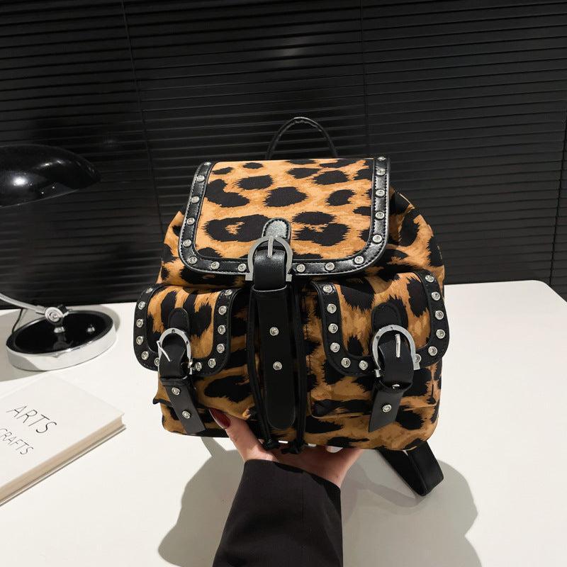 Retro Personalized Leopard Print Trendy Fashion Women's Backpack