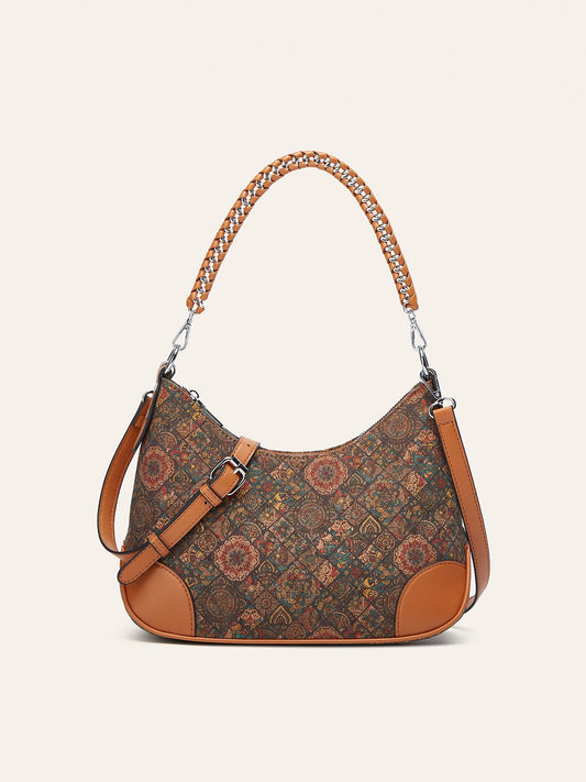 Ethnic Print Fashion High Sense Baguette Underarm Bag