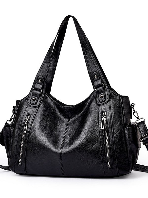 Women's High Quality Retro Rivet Large Capacity Commuter Handbags