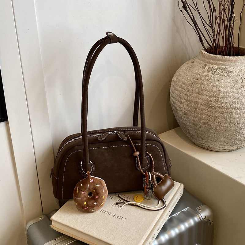 Women's Retro Minority Underarm Fashionable Suede Bowling High Sense Women's Shoulder Bag