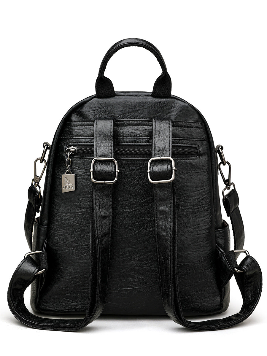 Popular Women's Leather Stylish Versatile Simple Women's Backpack
