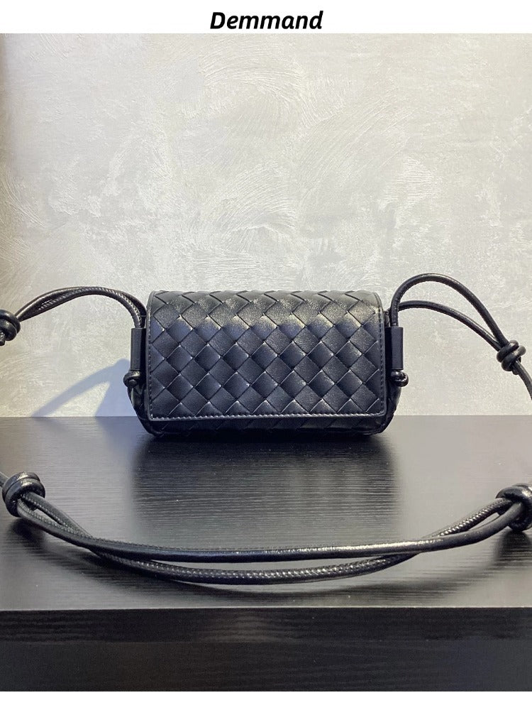 High Quality Knotted Hand-woven Genuine Leather Small Square Bags