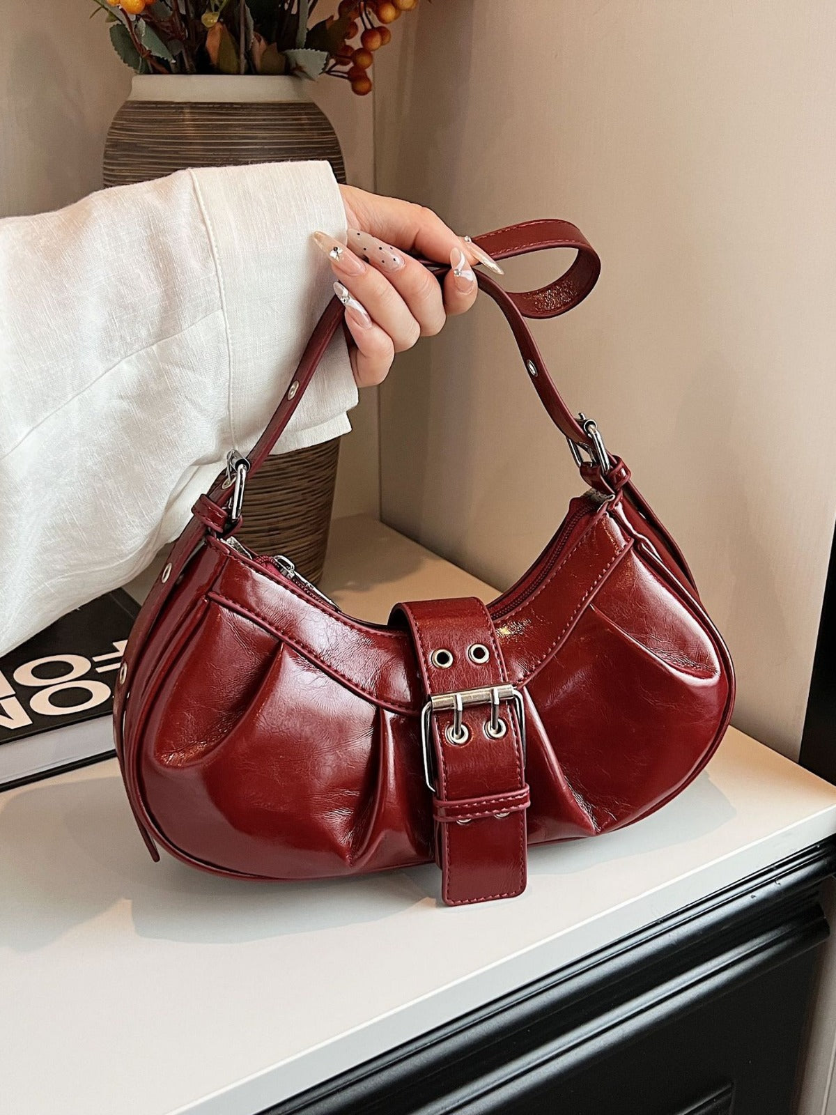 Niche Retro Red Female Motorcycle Hot Bags