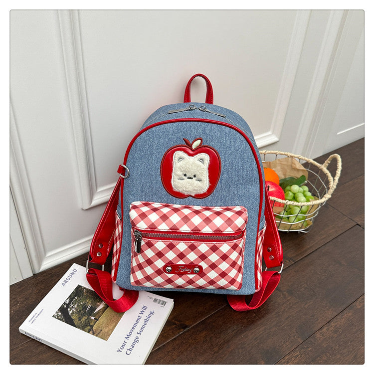 Women's Korean College Style Plaid Printed Polka Women's Backpack