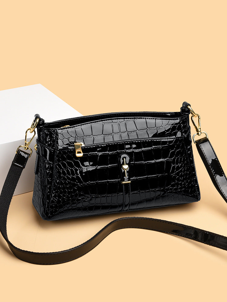 Women's Crocodile Pattern Mother Multilayer One Fashion Portable Large Women's Shoulder Bag
