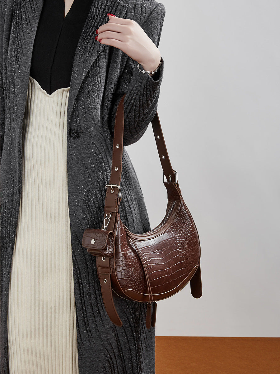 Women's Genuine Leather Design Crescent Underarm High Sense Women's Messenger Bag