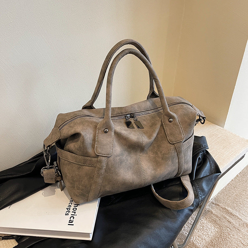 Retro Frosted Textured Large Capacity Commute Business Handbags