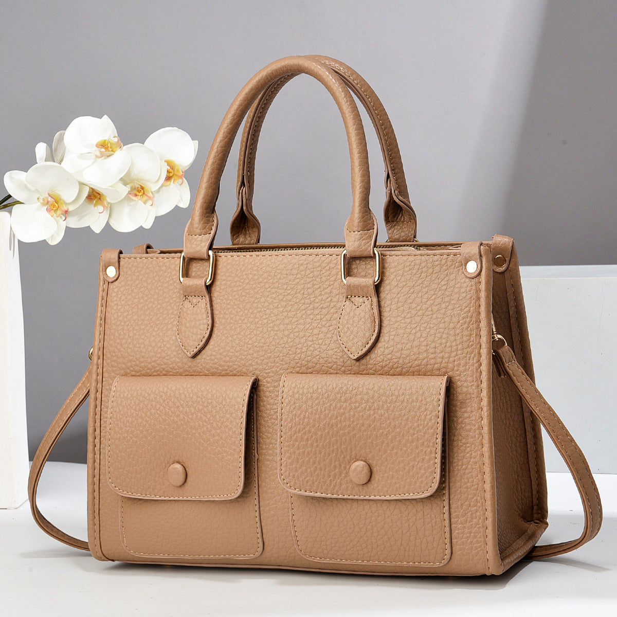 Simple Spring Fashion Double Pocket Portable Women's Shoulder Bag