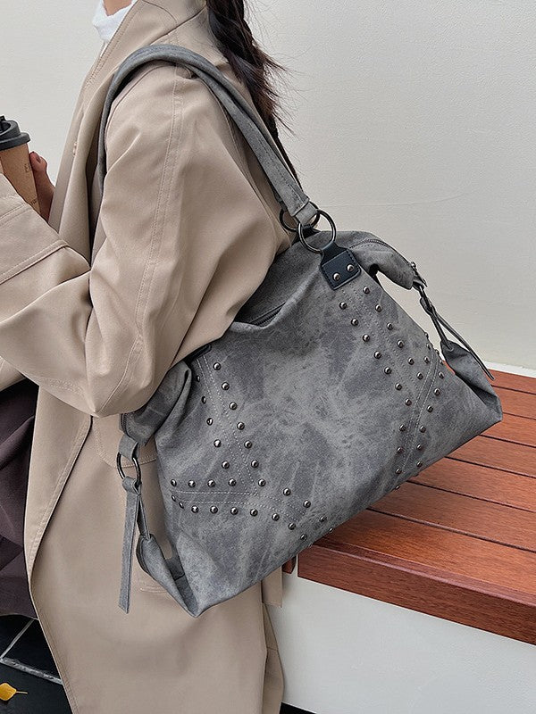 High Sense Personality Rivets Large Capacity Women's Shoulder Bag