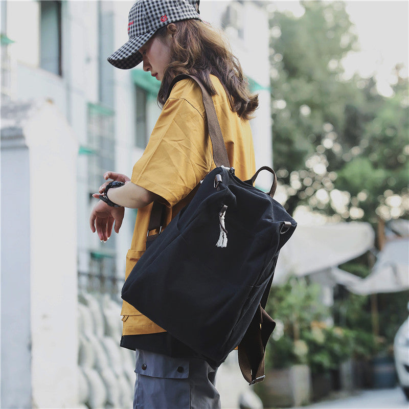 Large Capacity Waterproof Campus Simple Canvas Shoulder Bags