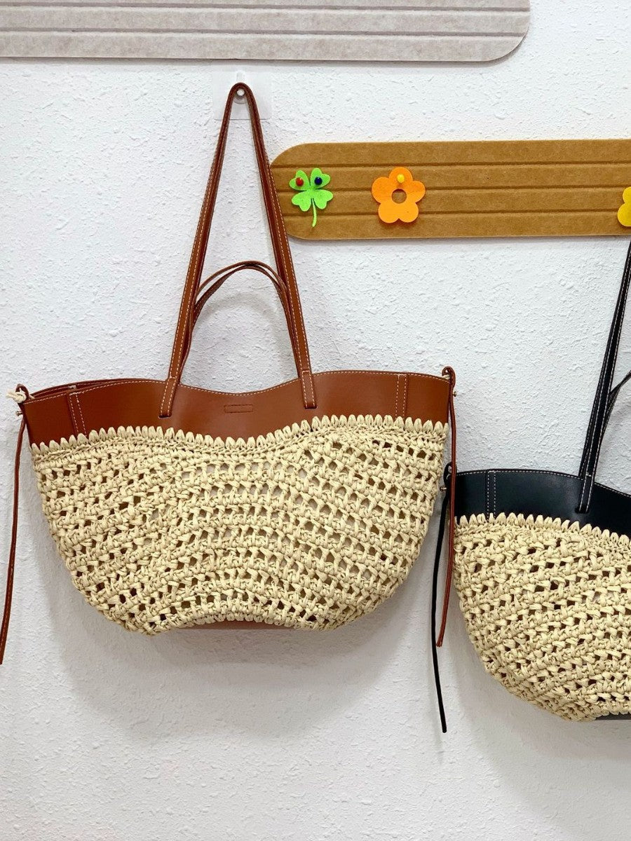 Women's Raffia Woven Idle Style Vacation Beach Underarm Bag