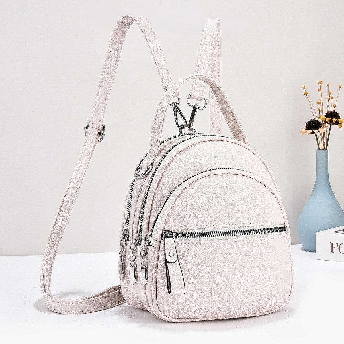 Women's Textured Preppy Style Trendy Korean Women's Backpack