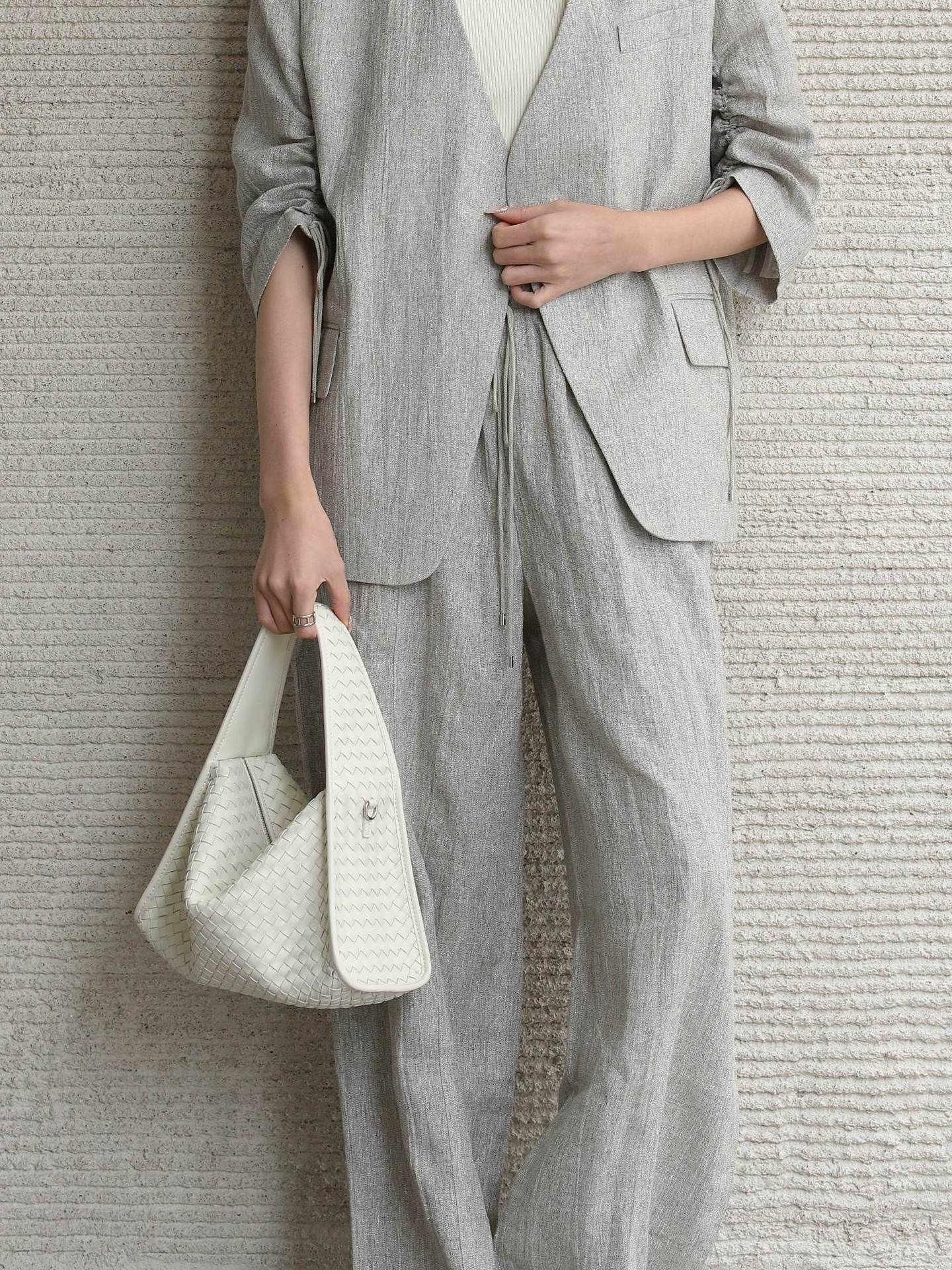 Early Spring Sheepskin Triangle French Texture Loose Woven Genuine Leather Women's Handbag