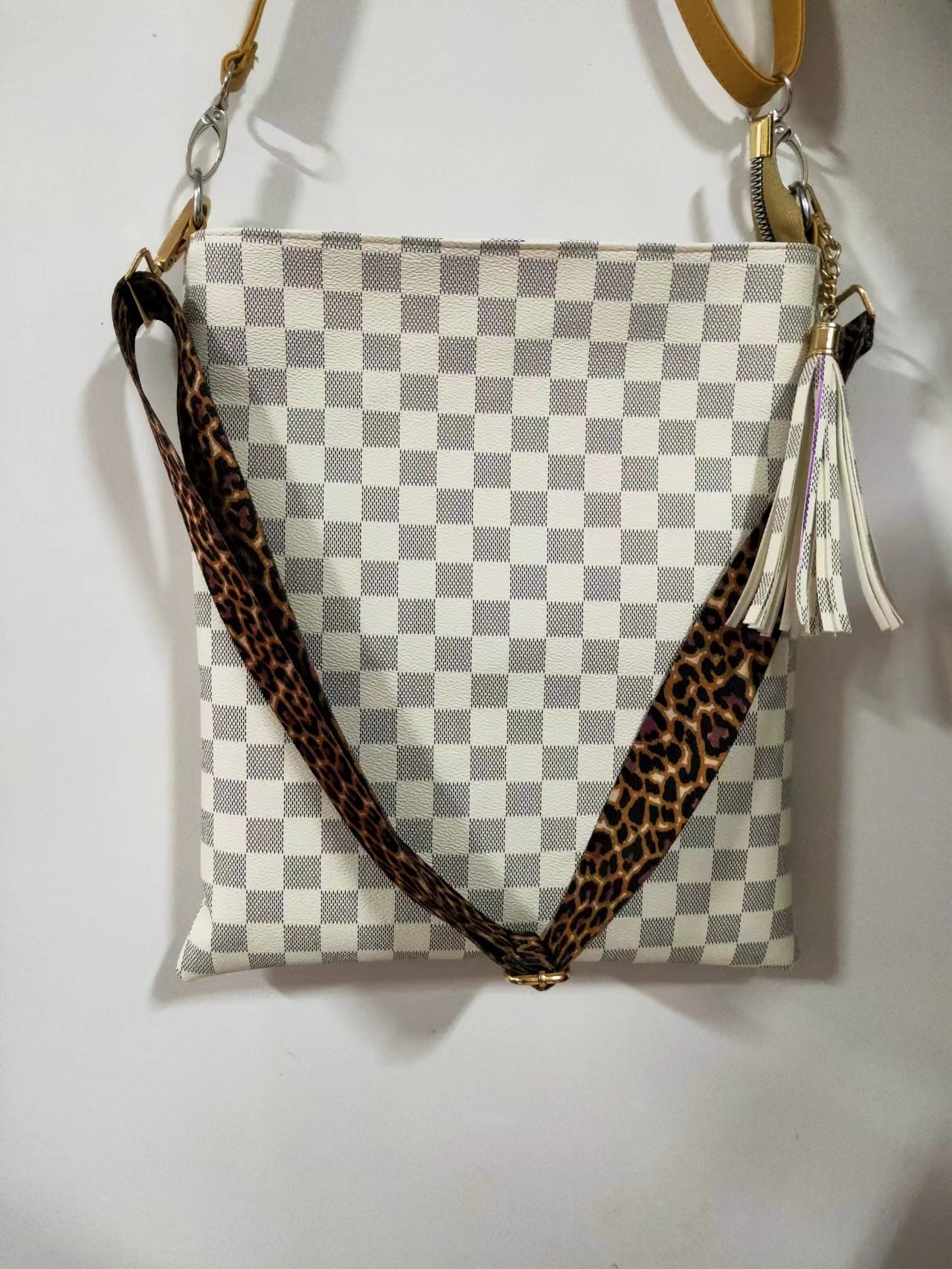 Glamorous Women's Plaid Leopard Strap Trendy Shoulder Bags