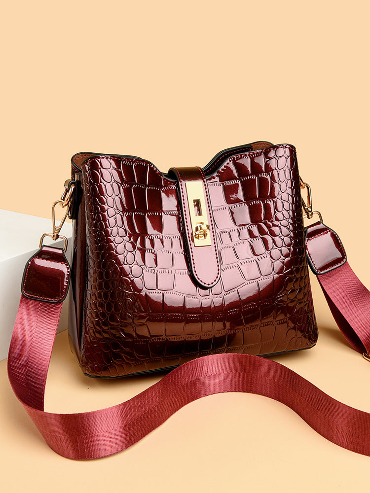 Women's Patent Leather Stone Pattern Elegant Unique Women's Messenger Bag