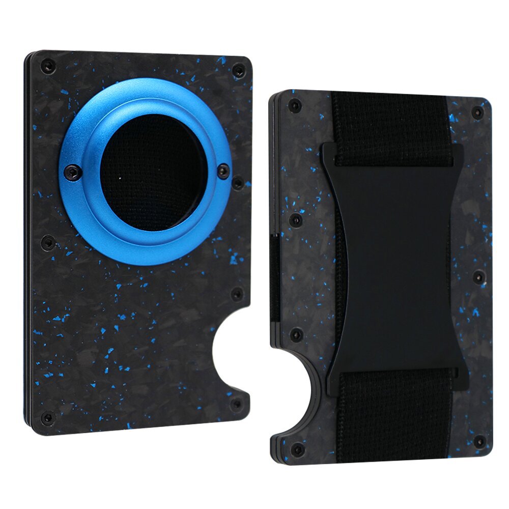 Carbon Fiber Pattern Swiping Aluminum Alloy Clamp Card Holder