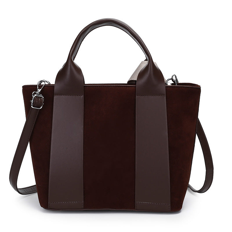 New Women's Retro Stitching Simple Versatile Bucket Bag