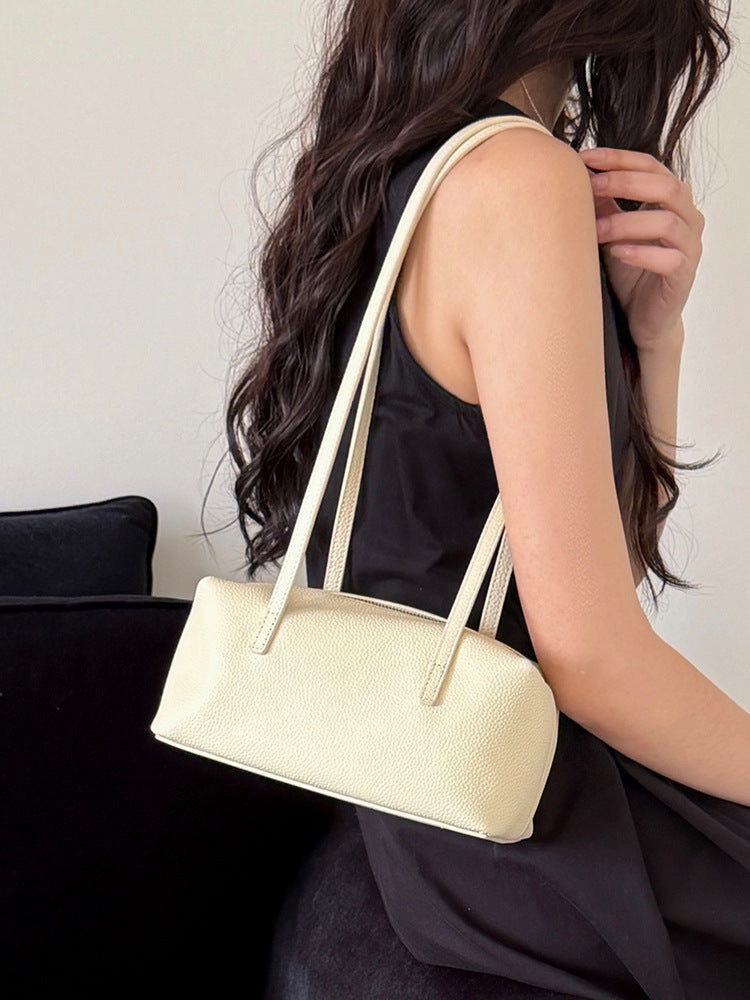Bowling First Layer Cowhide Boston Leather Niche Women's Shoulder Bag