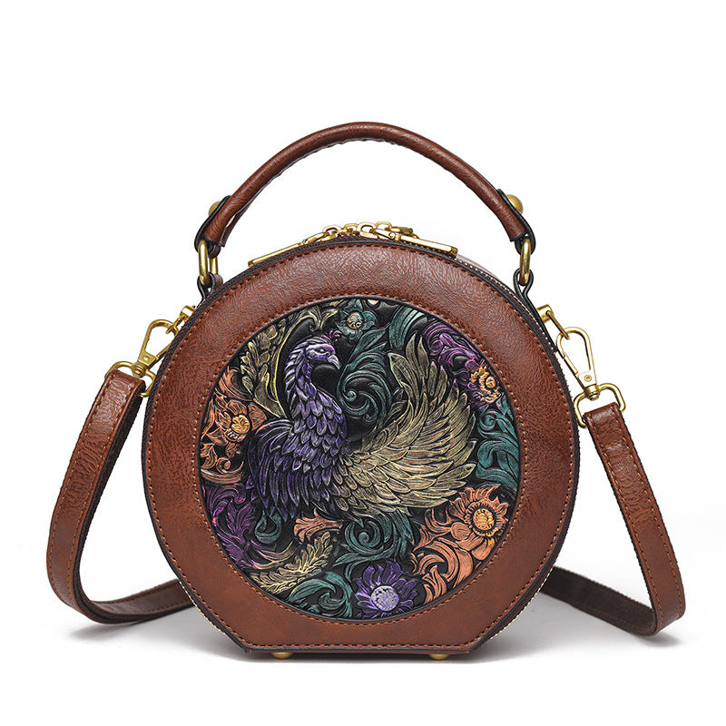 Women's Style Lotus Textured Commuter Clutch National Embossed Women's Shoulder Bag