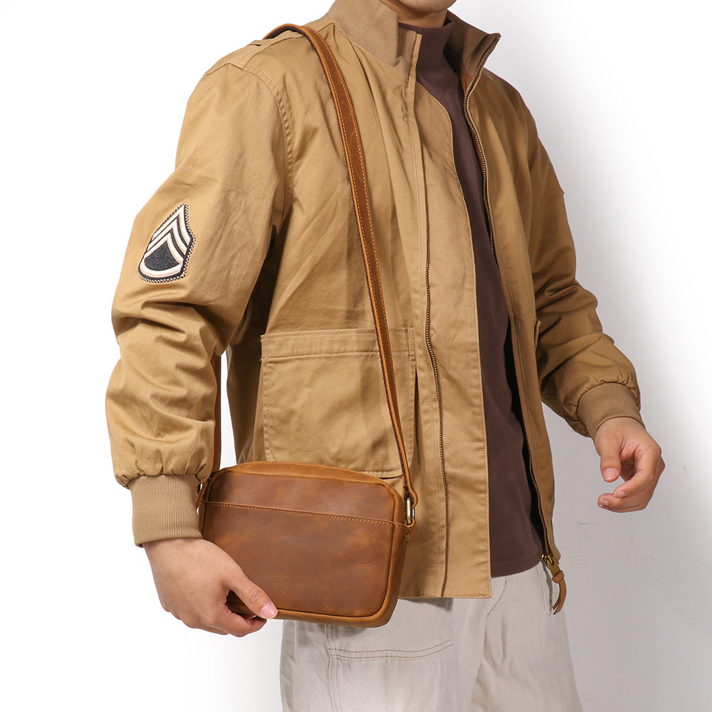 Men's Top Layer Cowhide Commuter Genuine Leather Clutch Bags