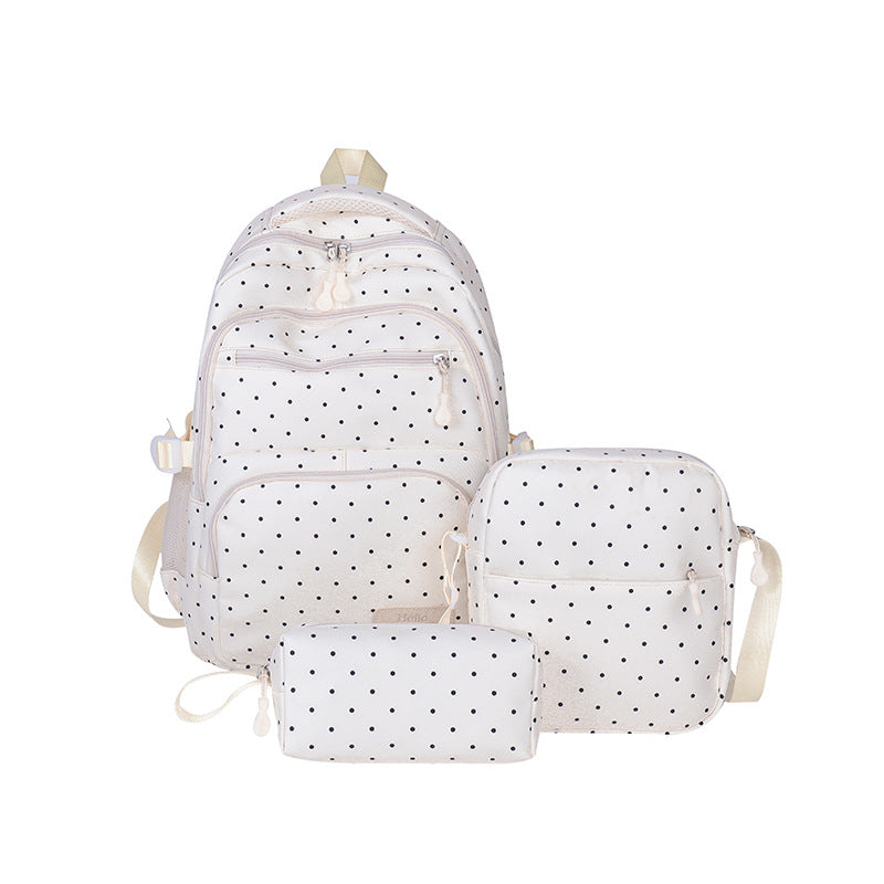 Junior High Cute Refreshing Polka Dot Large Leisure Backpack