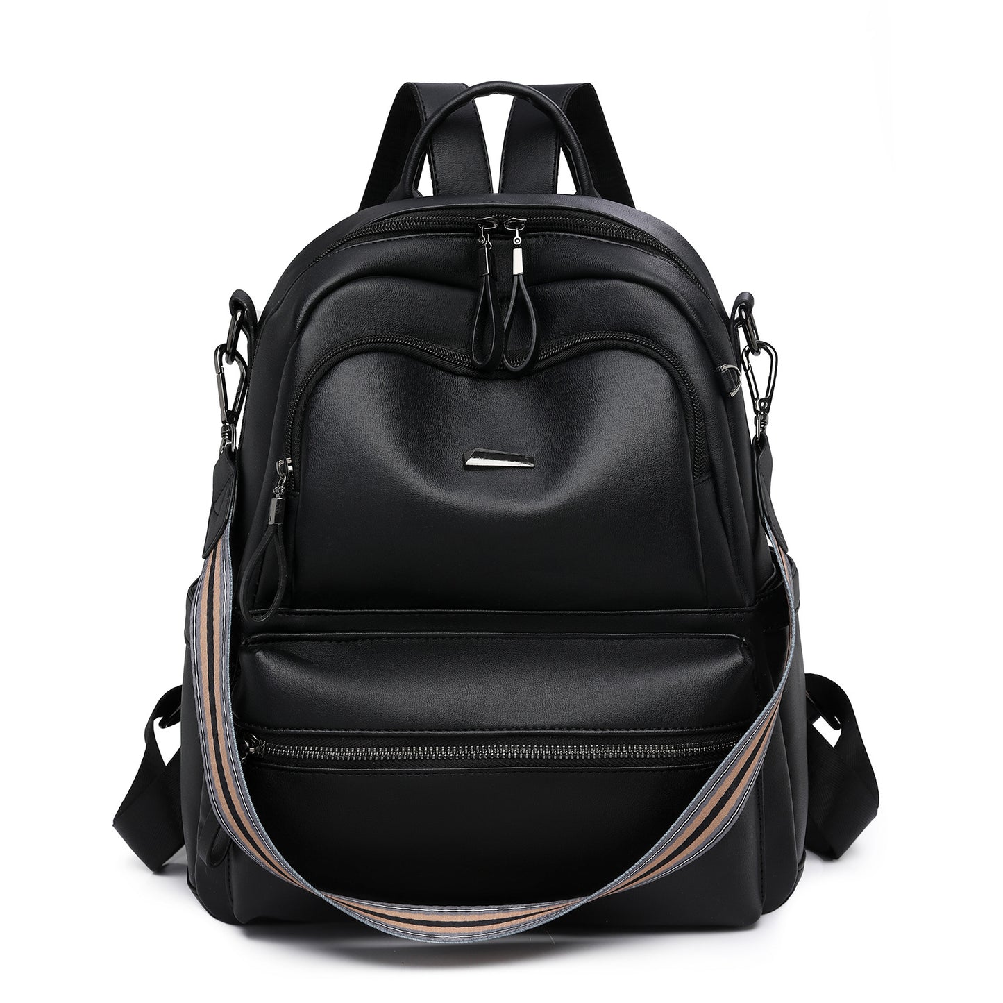 Women's Fashionable Korean Style Versatile Fashion Soft Leather Large Backpacks