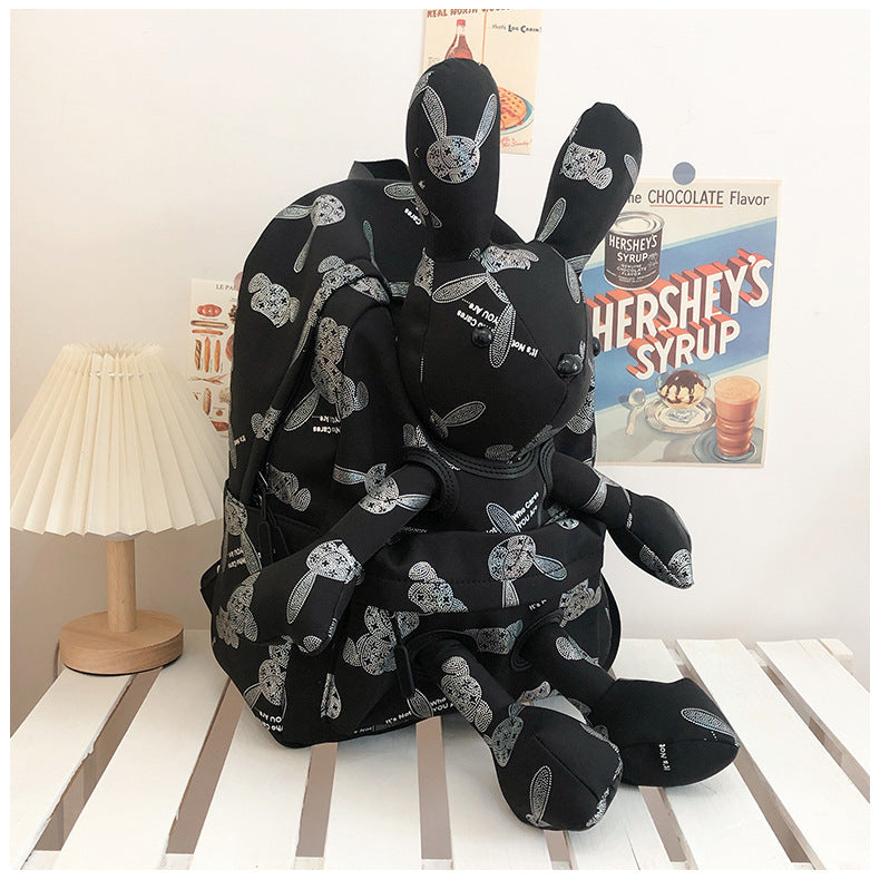 Stylish Doll Cute Rabbit Cartoon Three-dimensional Leisure Backpack