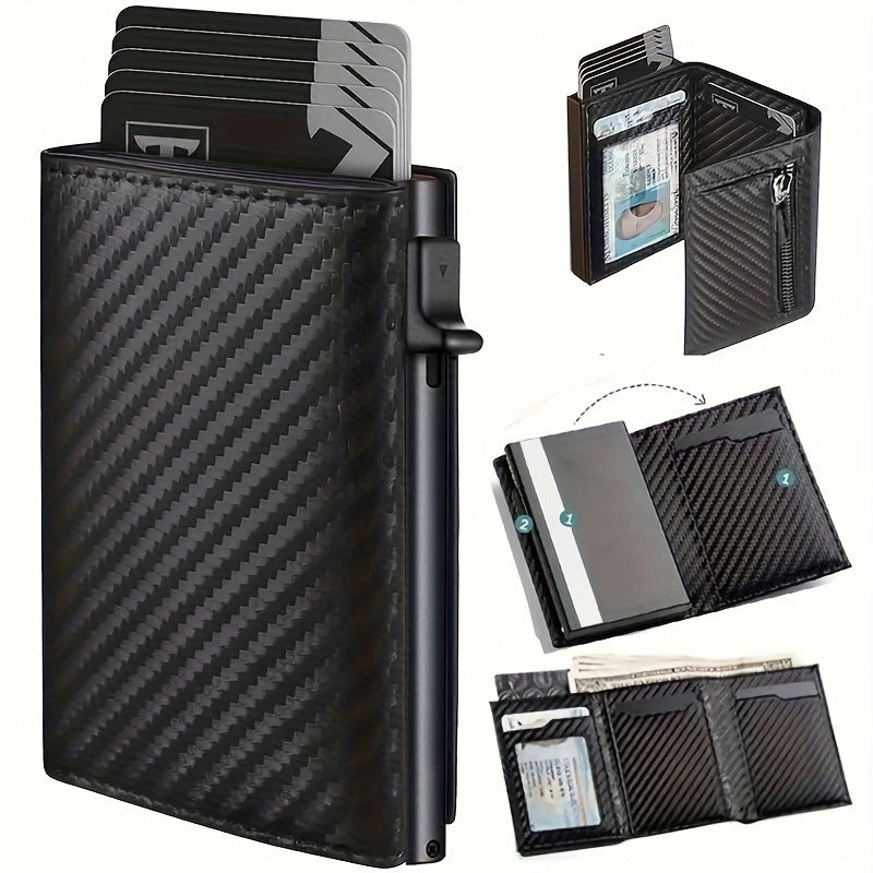 Pop-up Carbon Fiber Orange Aluminum Alloy Card Pack Card Sleeve