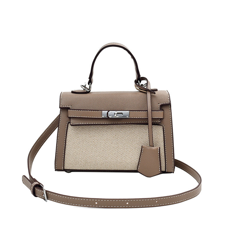 Women's High-grade Retro Portable Kelly Linen Stitching Bags