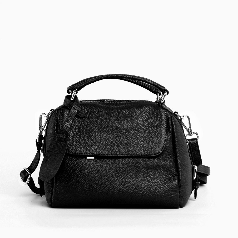 Women's Genuine Leather Portable Litchi Pattern First Layer Cowhide Bags