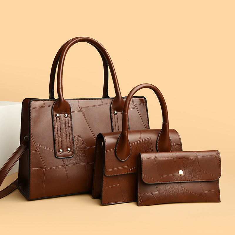 Women's Retro Large Capacity Match Sets Stitching Women's Handbag