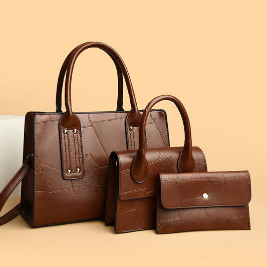 Women's Retro Large Capacity Match Sets Stitching Women's Handbag