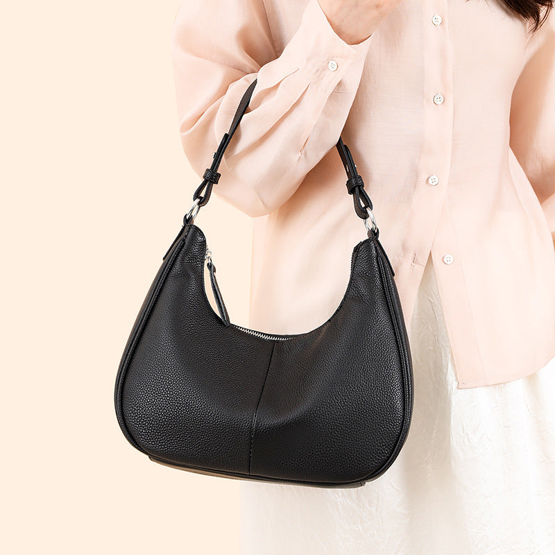 Women's Fashion Popular Oil Wax Leather Trendy Style Niche Shoulder Bags