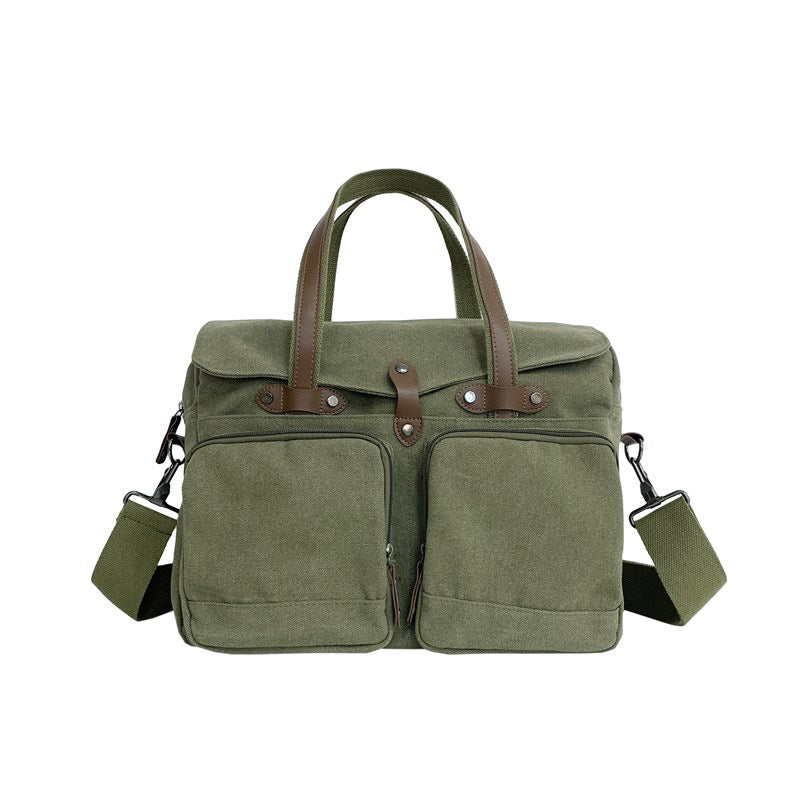 Men's Portable Business Computer Canvas With Crazy Men's Messenger Bag