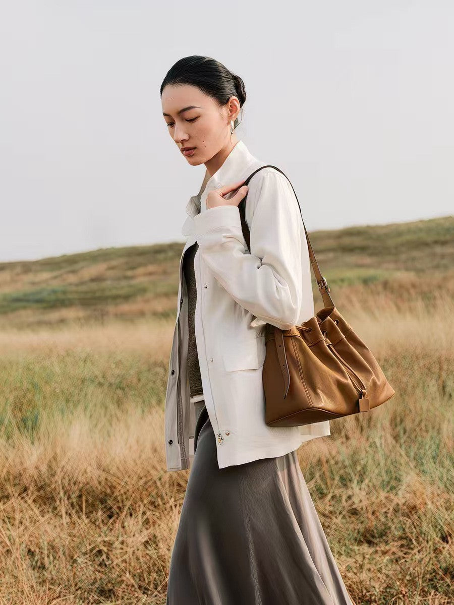 Comfortable Female Drawstring Commuter Niche Leather Women's Shoulder Bag