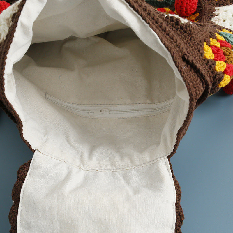 Women's Hand-woven Wool Crocheted Artistic Chinese Style Women's Backpack