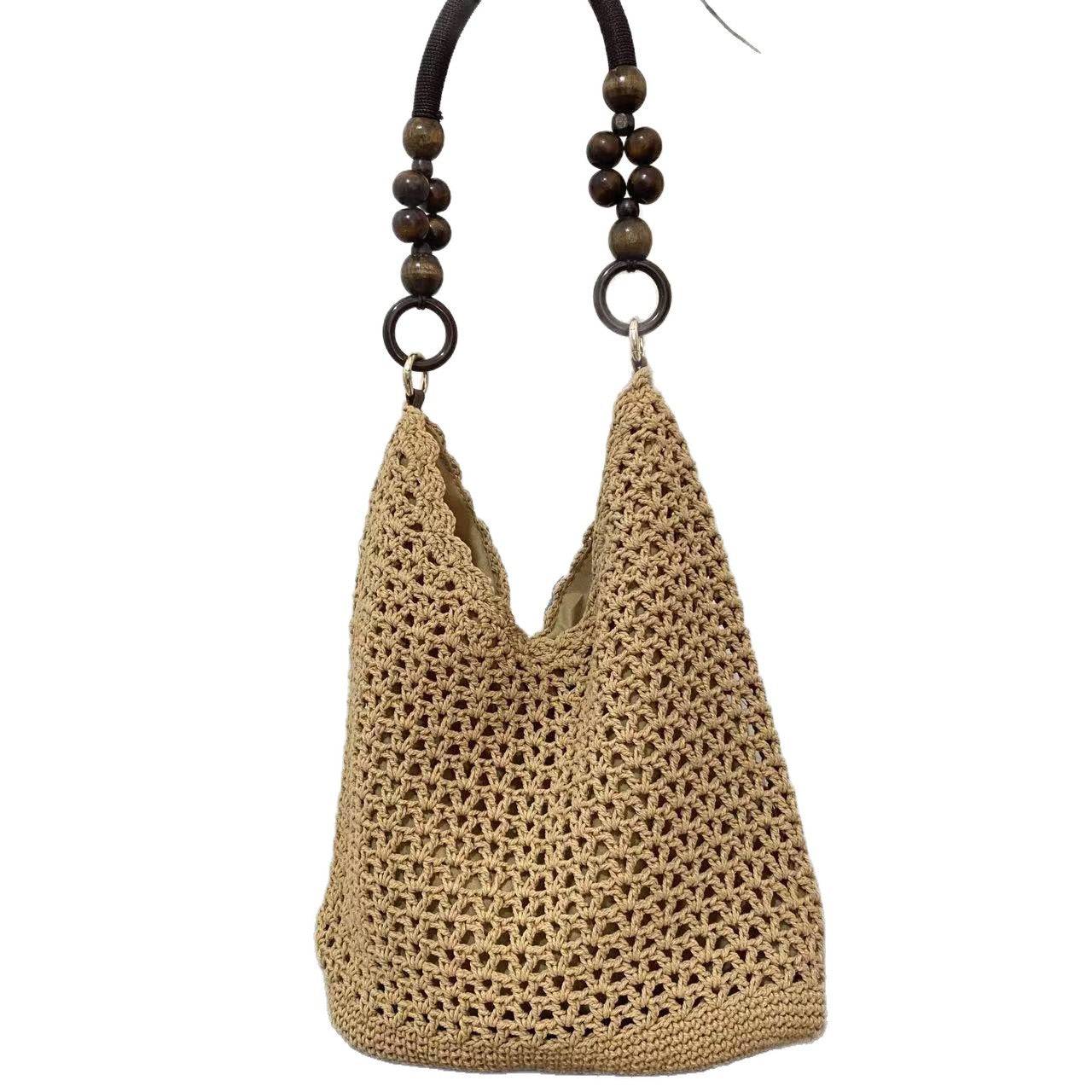 High-grade Lace Hand-woven Beads Niche Cotton String Vacation Seaside Bags