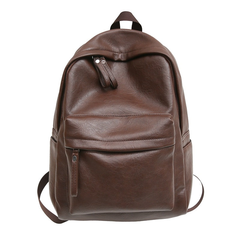 Men's Texture Solid Color Simple Daily Commuter Large Leisure Backpack