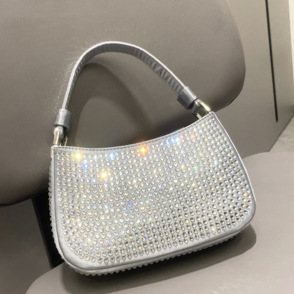 Women's Shiny Diamond Underarm Lady's Chain Dinner Bags