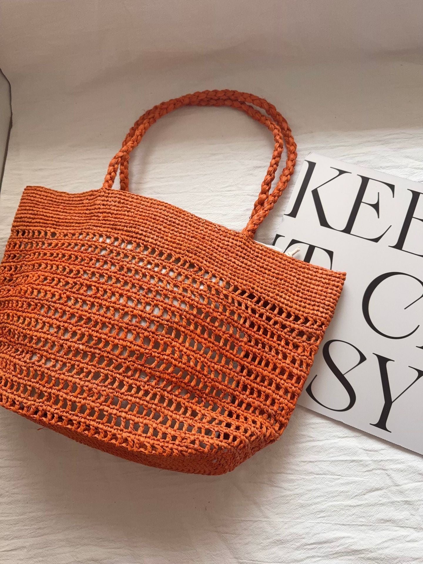 Women's Summer Natural Raffia Hand Crochet Hollow Handmade Woven Seaside Women's Shoulder Bag