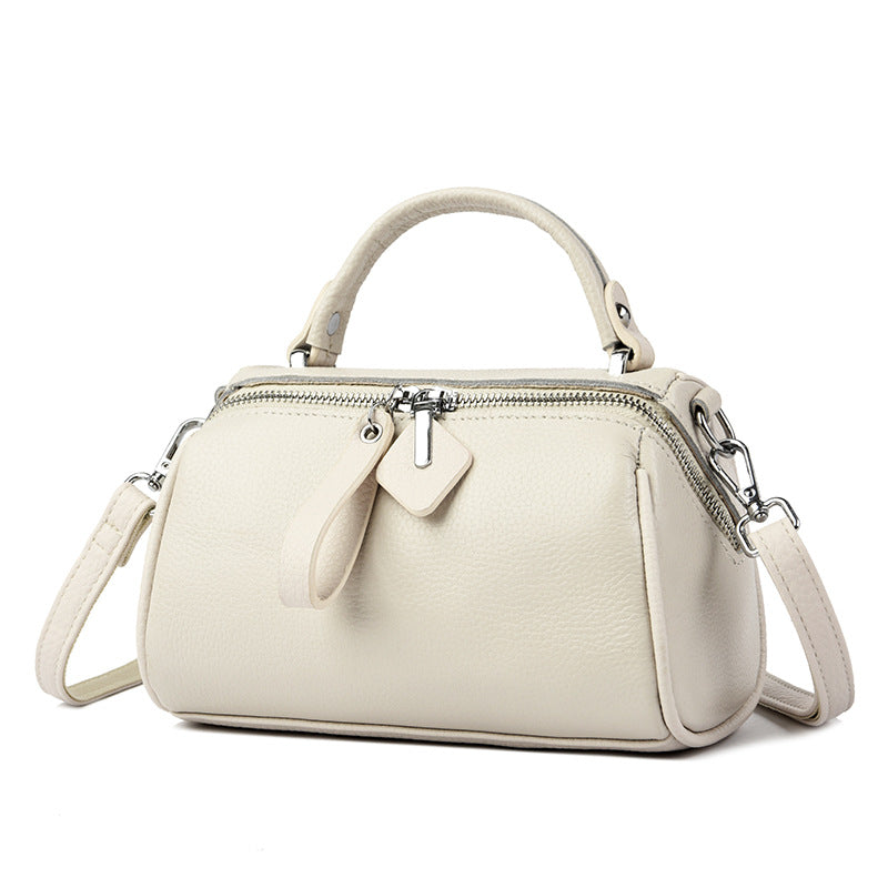 Women's Genuine Leather Retro Boston Simple Commute Top Layer Women's Messenger Bag