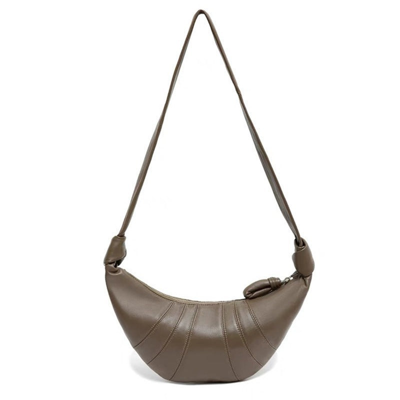 High-quality Croissant Korean Style Sheepskin Knotted Genuine Women's Messenger Bag