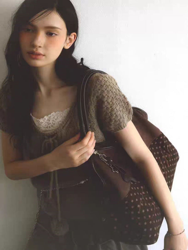 Women's Vintage Leopard Print Large Capacity Underarm Bag