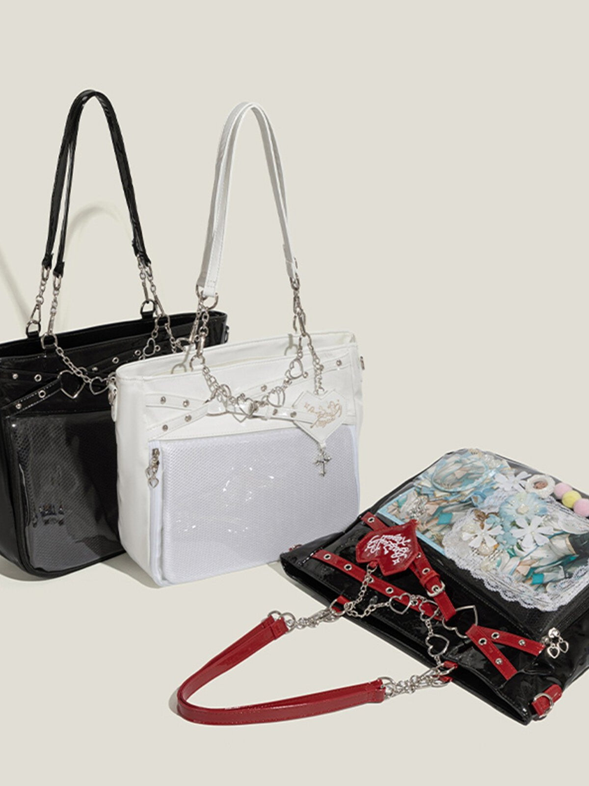 Hot Large Capacity Cartoon Transparent Pain Layer Heart Track Love Backpacks