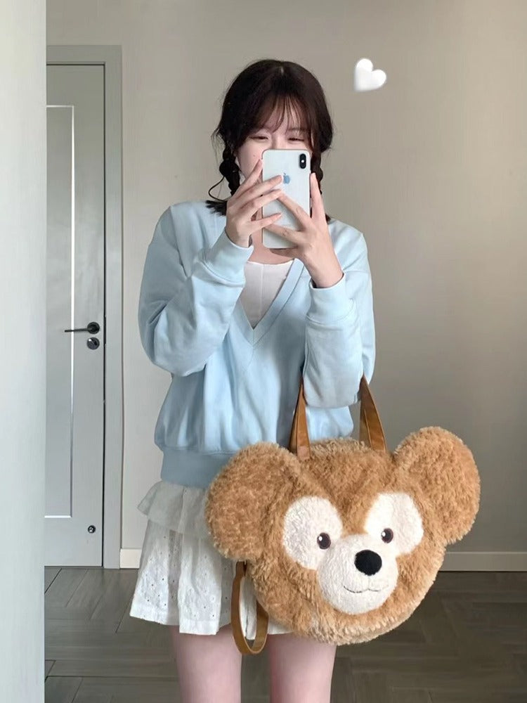 Lovely Duffy Bear Big Face Plush Women's Shoulder Bag