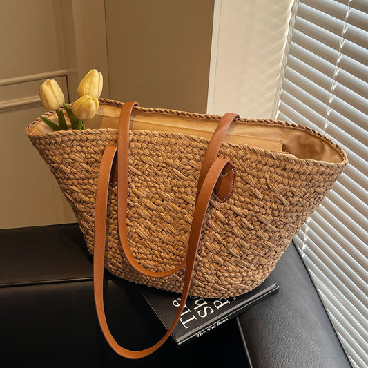 Women's Beach Holiday Popular Woven Large Capacity Totes Commuting Shoulder Bags