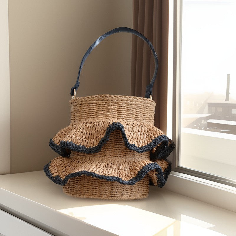 Women's Cute Skirt Hand-held Straw Woven Vacation Style Bags