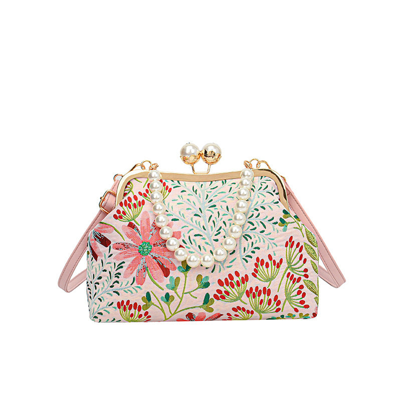 Women's Super Popular Contrast Color Flower Shell Textured Women's Shoulder Bag