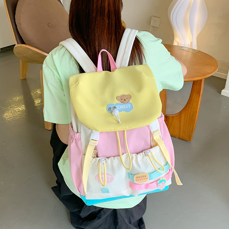 Style Large Capacity High Female Cute Sweet Contrast Color Primary Bags