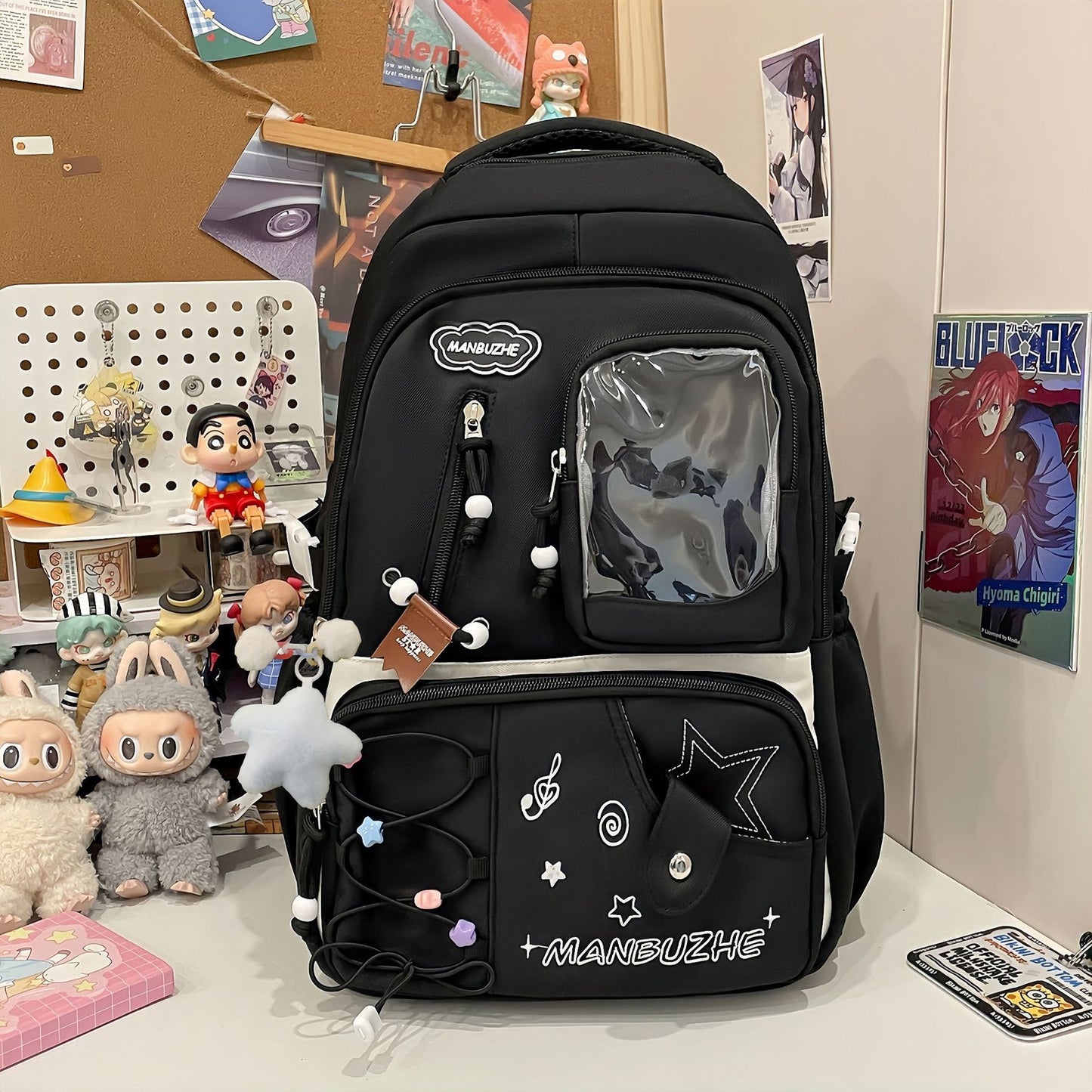 Good-looking Fresh Sweet Dopamine Transparent Bar Cartoon Junior Leisure Backpack